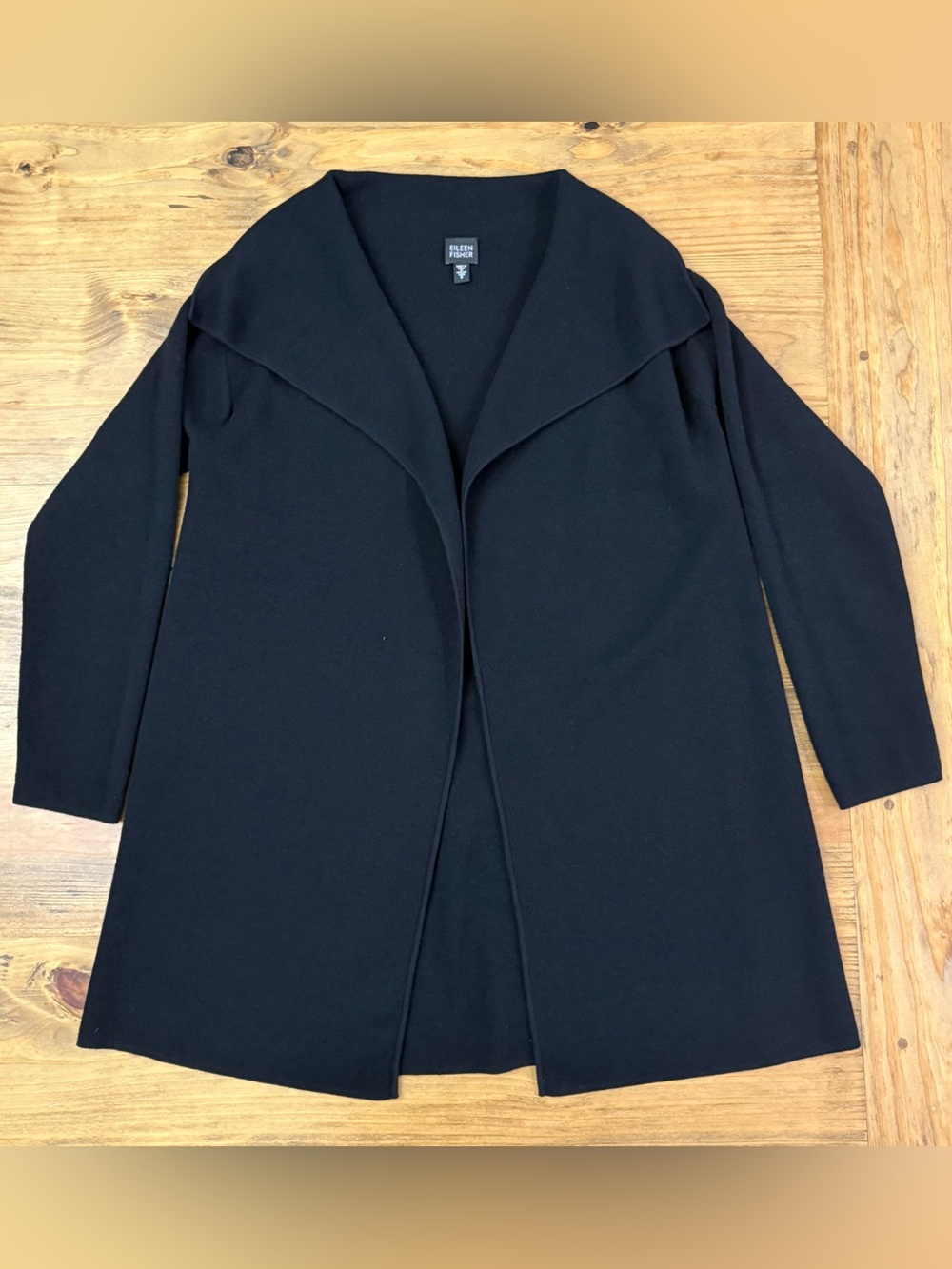 Eileen Fisher Women’s Black Italian Wool Sweater Cadigan Jacket